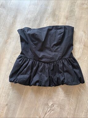 NWT No Commment Strapless Black Peplum Bustier Top Size Medium